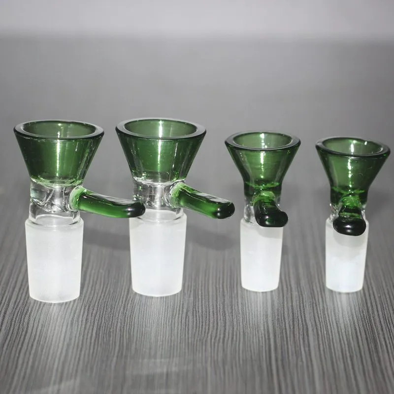 Green Slides Glass Bowl Hookahs female male 10.0mm 14.5mm 18.8mm Joint for Bongs Smoking