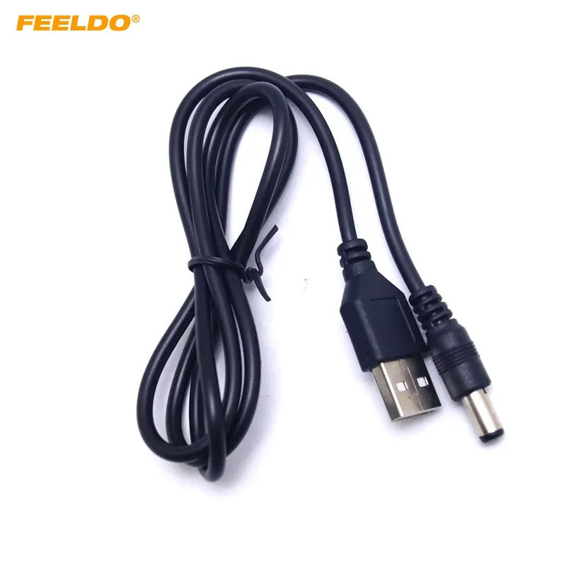 Feeldo Car Black 85cm USB 2.0 port till 5,5 mm x 2,1 mm 5V DC POWER CARREL JACK POWER CABLE CONNECTOR Plug # 3785