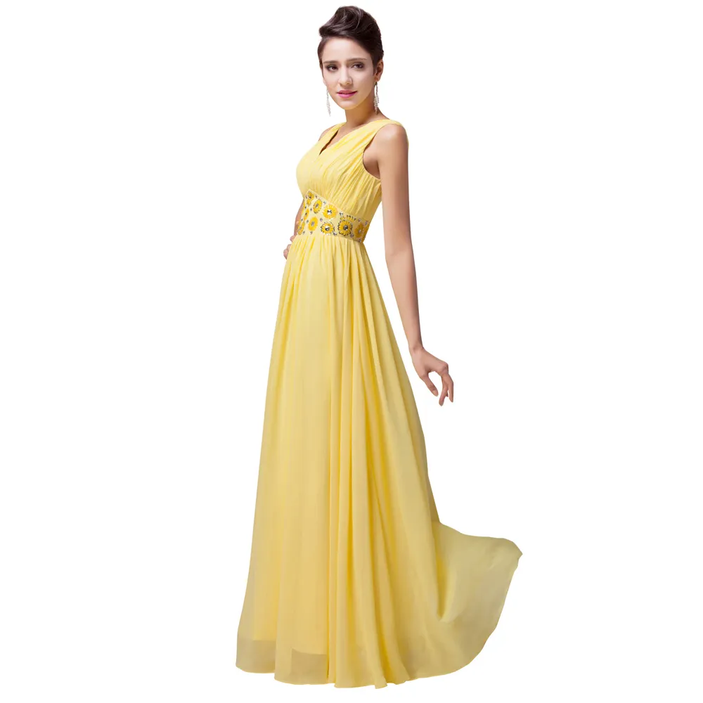 Qatar 2024 Custom Made Plus Size Yellow Backless Evening Dresses Long V Neck Prom Gowns Formal Dress Dinner Party Robe De Soiree