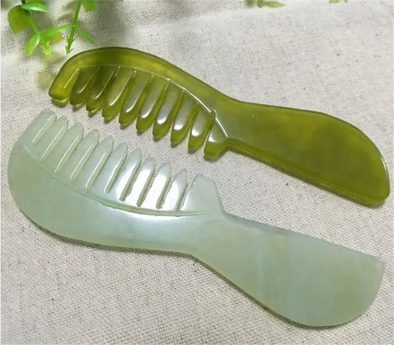 DHL Statek Naturalny Jade Masaż Hairbrush Head Masażer Czaruj Meridians Ochrona włosów Zapobiegaj trichomadezie