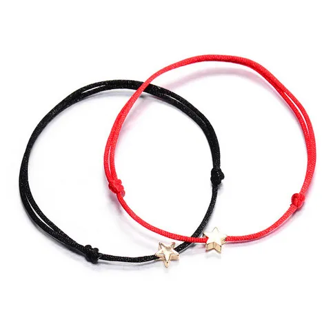 10 unids/lote, pulsera de estrella dorada de la suerte para mujer, pulsera ajustable de hilo rojo, joyería DIY