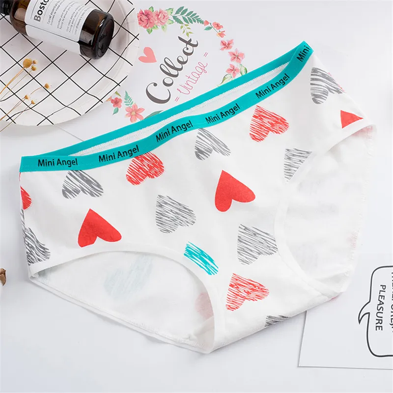 Cotton Heart Print Womens Pure Cotton Ladies Briefs Casual Underwear With  Cartoon Design And Cute And Sexy Lingerie For Ladies From Mart01, $1.06