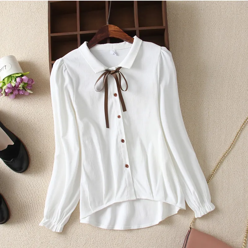 Women Blouse Long Sleeve Woman Office Wear Shirts High Quality Ladies Tops 2018 Autumn Winter New pure white Shirt Fashion Bow