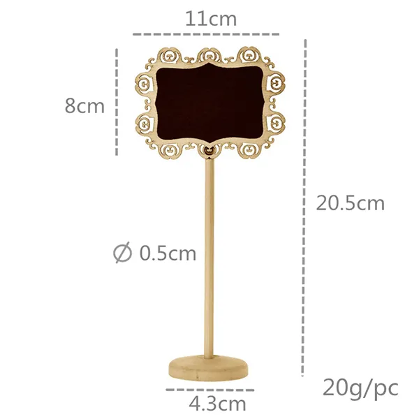 Creative En Bois Creux Ovale En Forme de Coeur Mini Tableau Noir Bois Tableau Sur Bâton Stand Titulaire Table Nombre De Fêtes De Mariage Décoration