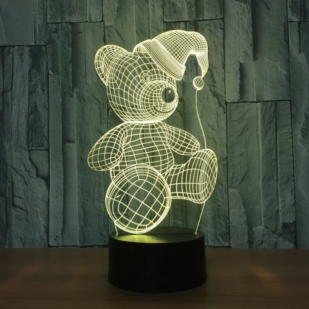 3D 곰 램프 크리스마스 발렌타인 데이 X - mas 선물 키즈 야간 조명 파티 장식
