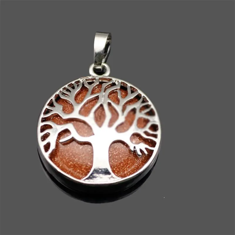 New Natural Stone Pendant Gemstone Tree of life Charms Pendant DIY Necklace For Women Men Jewelry