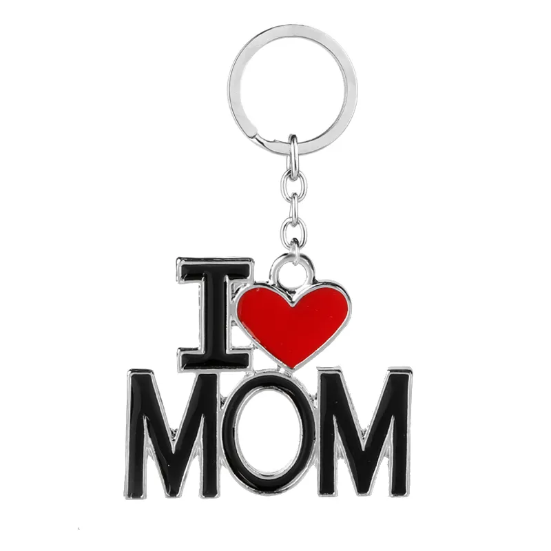 Ik hou van je mama mama papa sleutel ringen letter vader moeder hart charme sleutelhanger mode sieraden