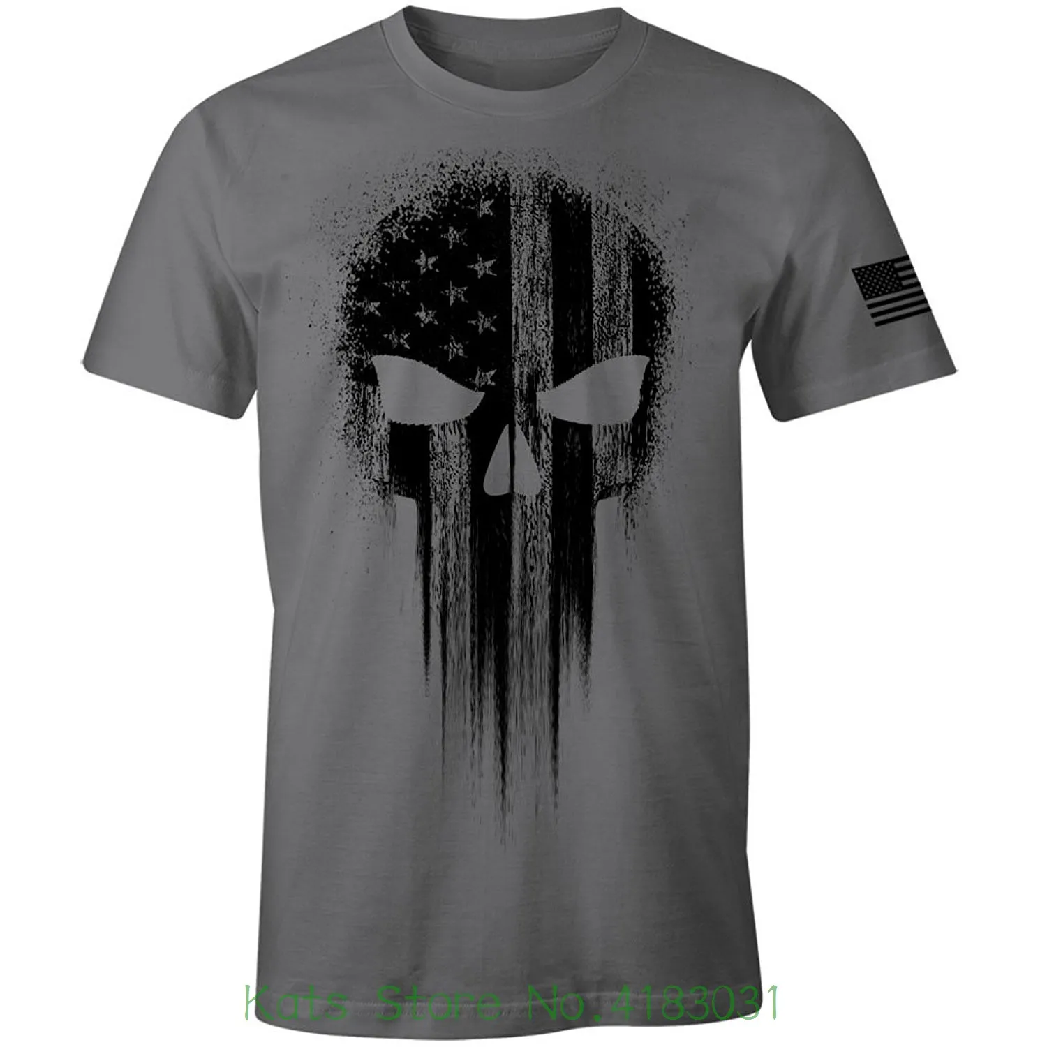 EUA Bandeira Americana Militar Preto Crânio Patriótico T Shirt dos homens Camiseta de Manga Curta Tops