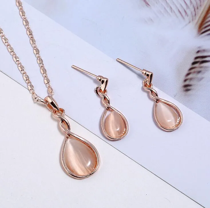 Luxurious necklace earrings set water drop shaped jewelry nice wedding dinner party accessories women nice gift