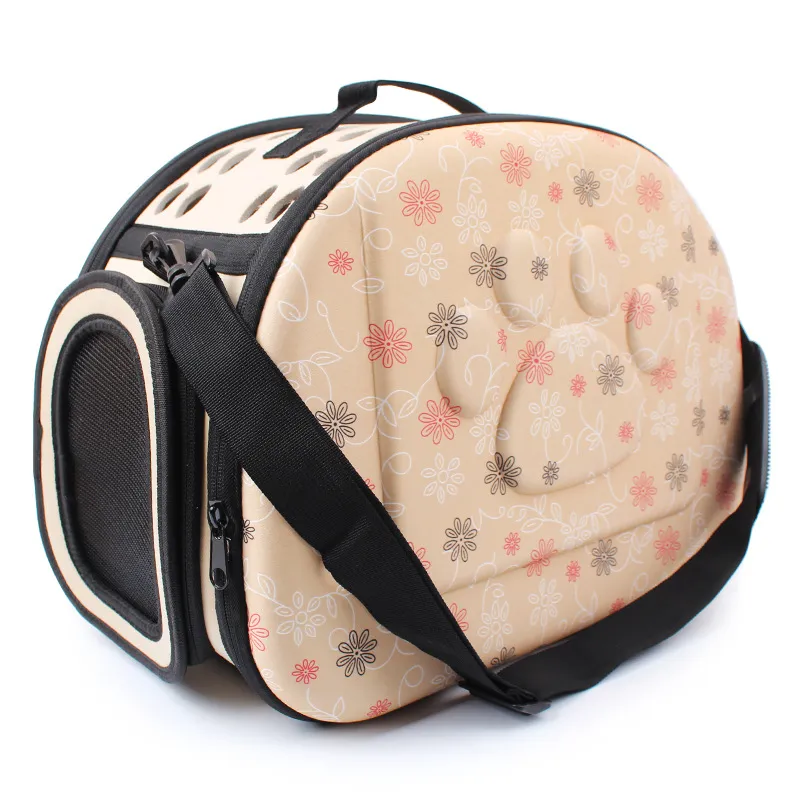 Dog Carrier Puppy Portable Travel Tote Pet Bag Eva Väskor Axel Andningsbar Utomhus Ryggsäck Folding Bekväm Zipper Pet House Stor Storlek