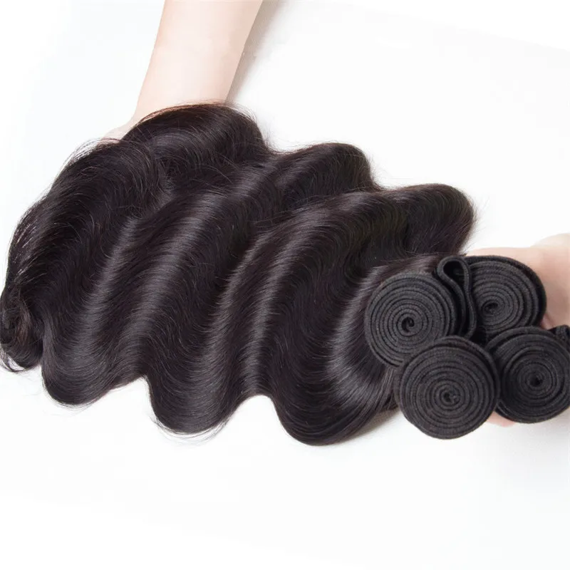 Poules de cheveux humains vierges malaisiennes avec clôture Body Wave Wavy 5x5 en dentelle Ferme avant avec vierge les cheveux humains malaisiens tissages 3 B7561378