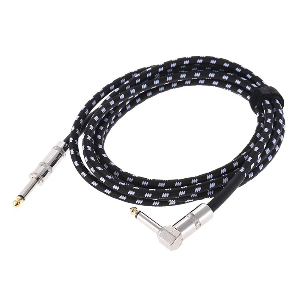 2 PCS of (3 Meters/10 Feet Electric Guitar Bass Musical Instrument Cable Cord 1/4 Inch Straight to Right Angle Plug Woven Jacke)
