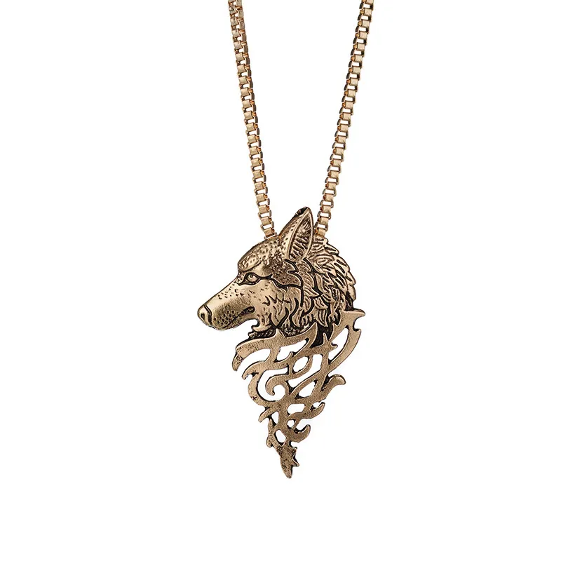 Wolf Halskette Rune Amulett Anhänger Halskette Glück Bliegel Juwely Cooler Punk Schöne Geschenk für Liebhaber Freunde Frauen Männer Wolf Kette Halskette