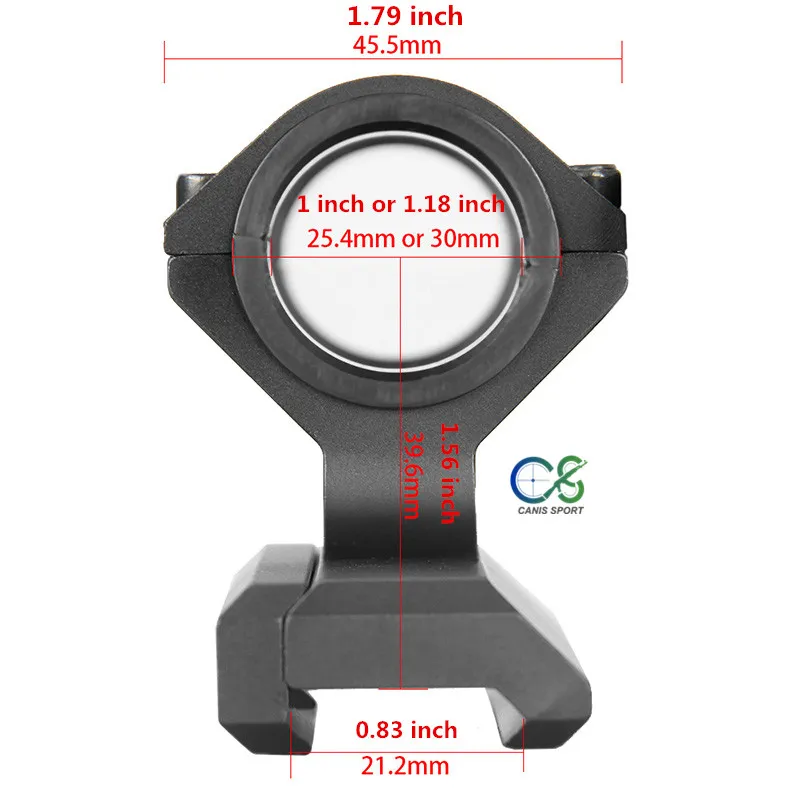 PPT Rifle Double Ring Scope Mount Black Color Diameter 1inch or 1.18inch Fits 21.2mm CL24-0200