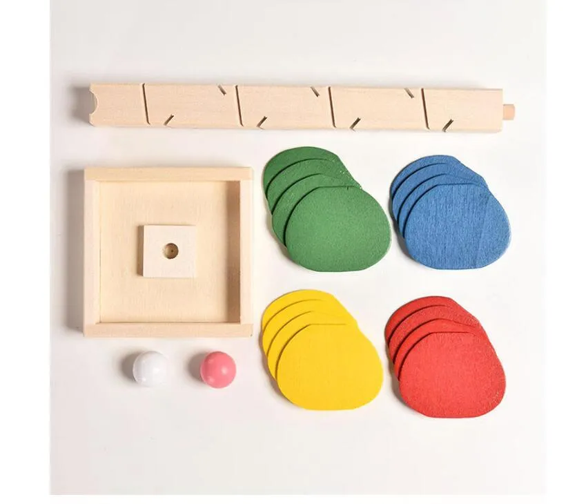 Houten boom marmeren bal run track spel baby montessori blokken kinderen kinderen intelligentie educatief model bouwen speelgoed