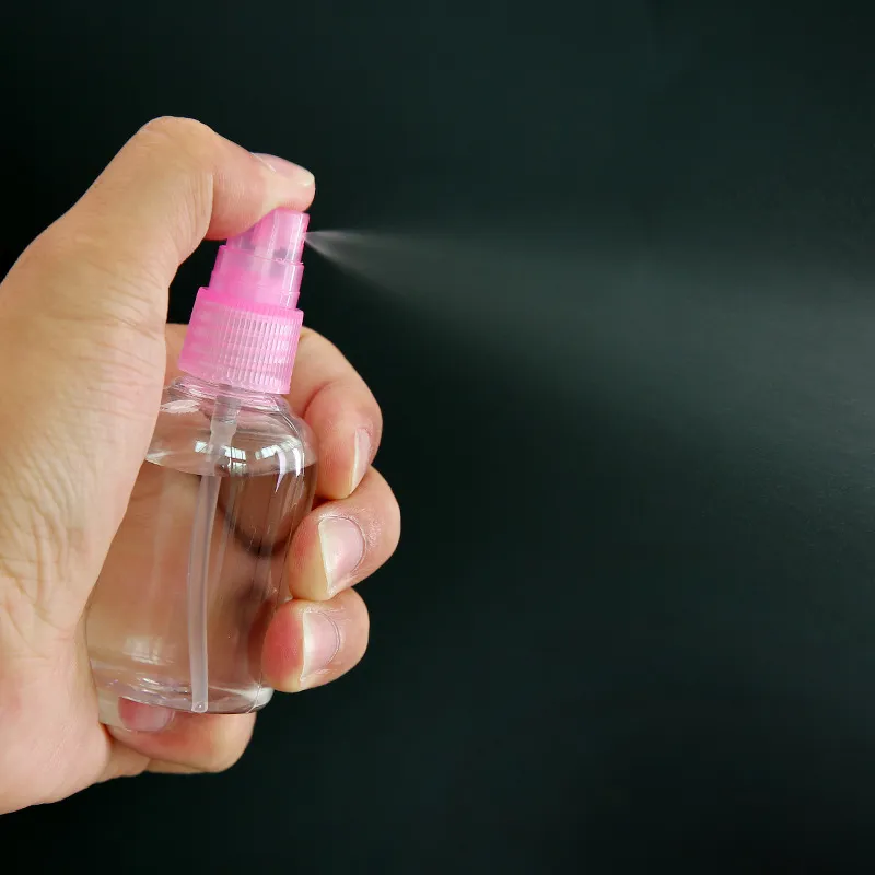50個/ロット100mlの香水ポンプ噴霧器のボトルペットプラスチック香りの噴霧器の分配ボトル完璧な空の化粧品容器