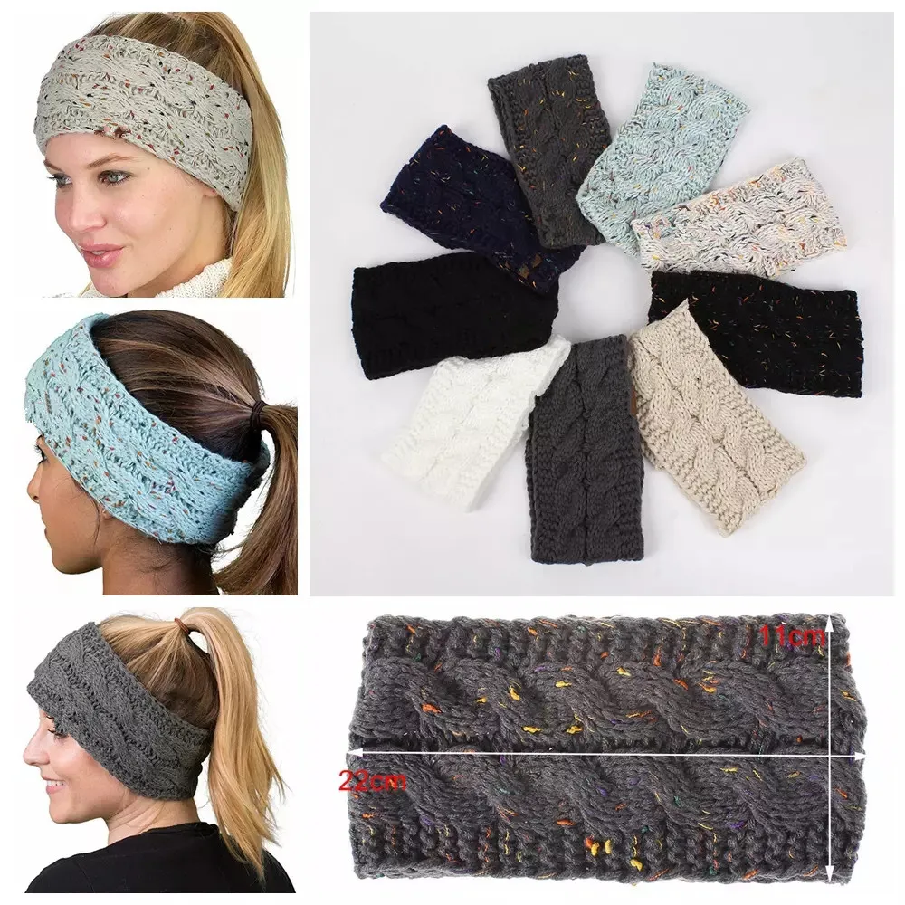 Stickade virkade huvudband kvinnor vinter sport headwrap hårband turban huvud band öra varmare beanie cap headbands ljja3276-4