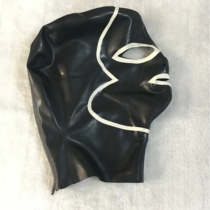 Cagoules en Latex pur, yeux ouverts et bouche ouverte, masque fétichiste en caoutchouc pour belle fille, vêtements de fête Cosplay, Costumes faits à la main, 100, 9718193