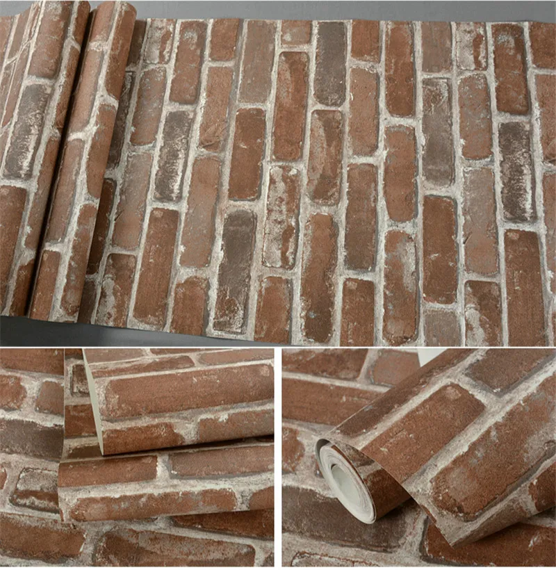 Rustic Vintage 3D Faux Brick Wallpaper Roll Vinyl Old Stone Wall Paper