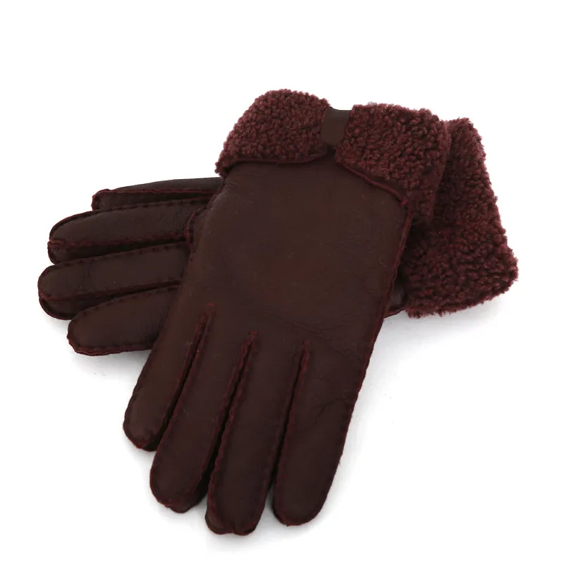 Whole - Gants d'hiver chauds en cuir pour dames, gants en laine véritable, assurance qualité à 100%2264