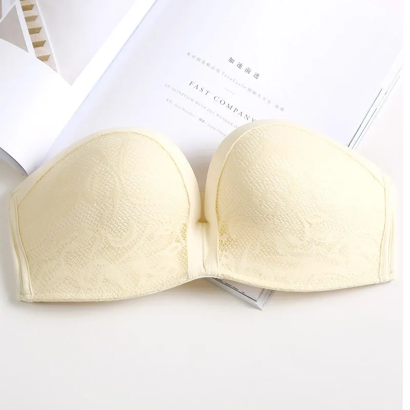 New Mulheres Strapless Fina Invisible Bra Sexy Underwear Seamless nupcial caixa de casamento Colar Reúna antiderrapante Bra