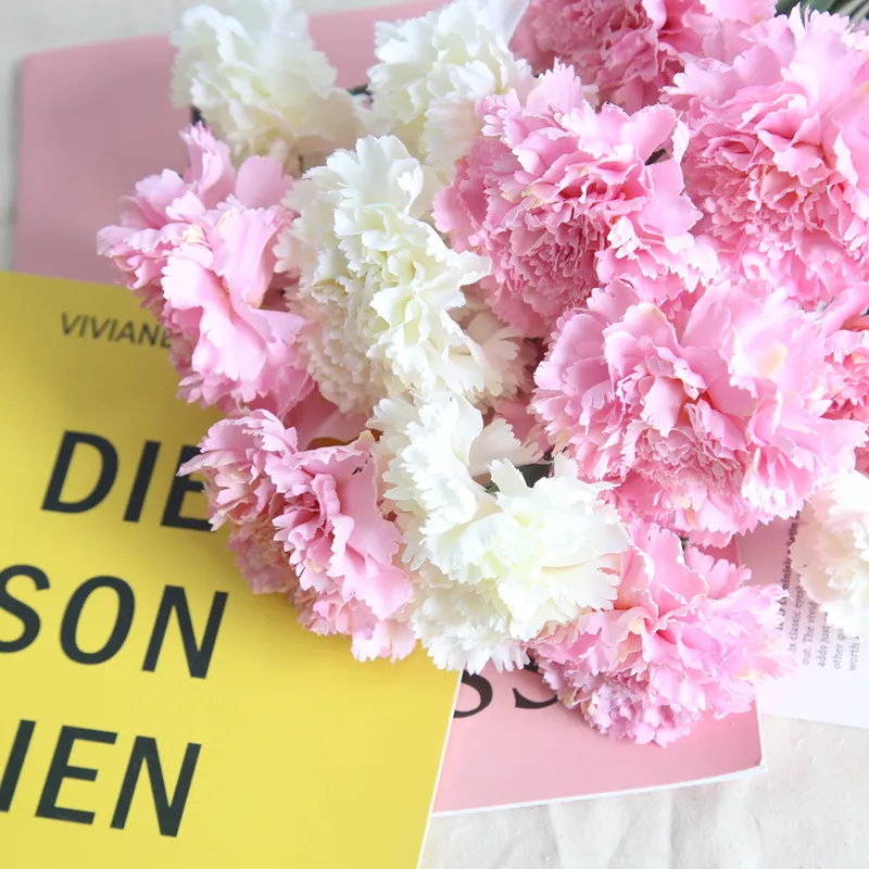 10 teile/los DIY Frische Künstliche Blume Nelke Seidenblume Gefälschte pflanze für Muttertag Home Party Dekoration