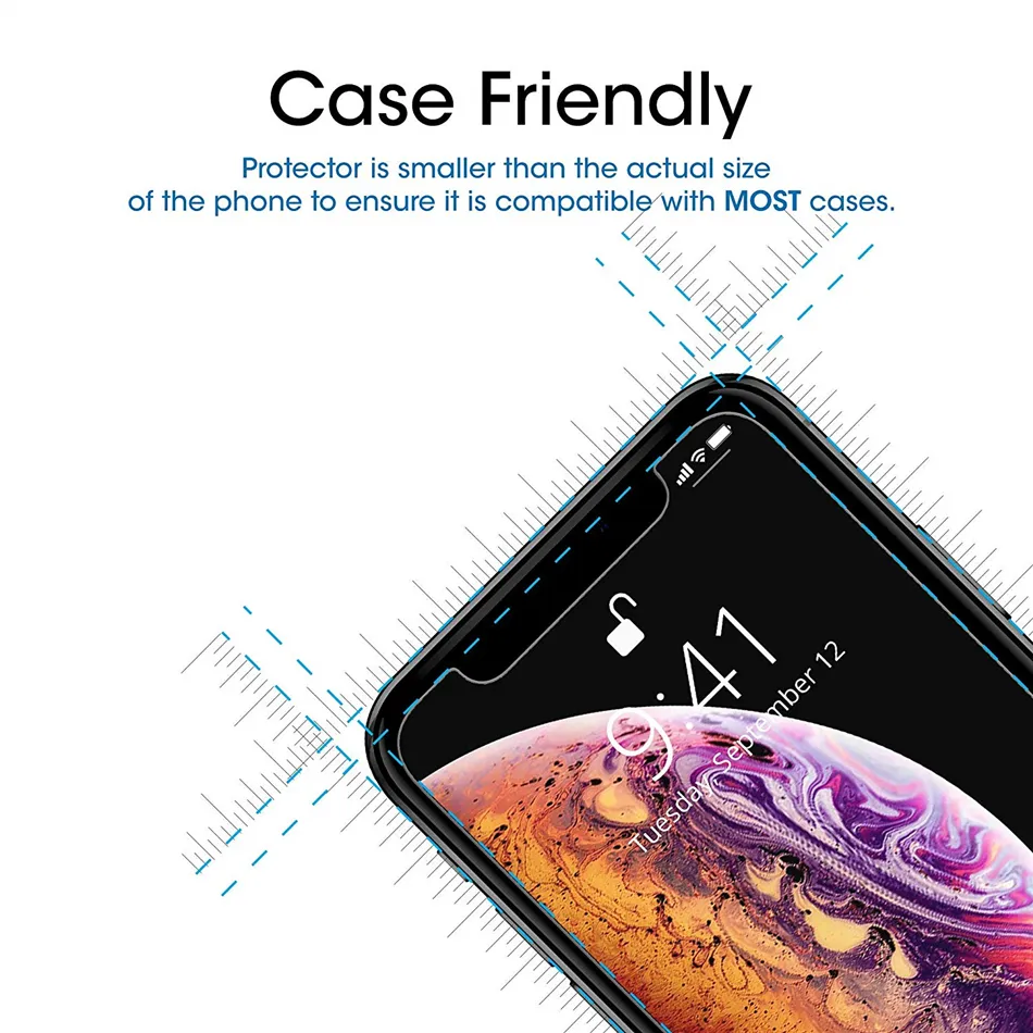 新しいiPhone用の強化ガラススクリーンプロテクター14 13 12 11 Pro Xr XS Max X 8 Plus Samsung Galaxy S9 LG V20パッケージなし9489052
