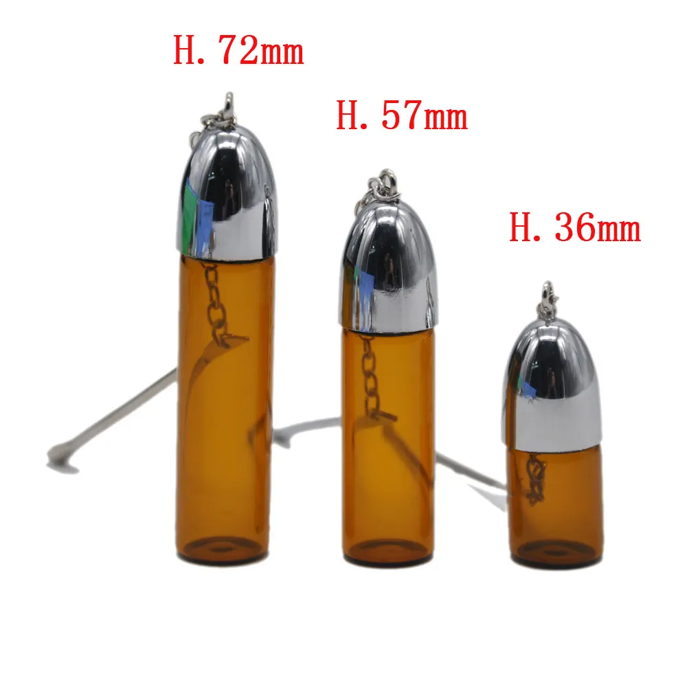 Snuff de vidro de leito de prata com colher de metal caixa de comprimido bala foguete roncador garrafa