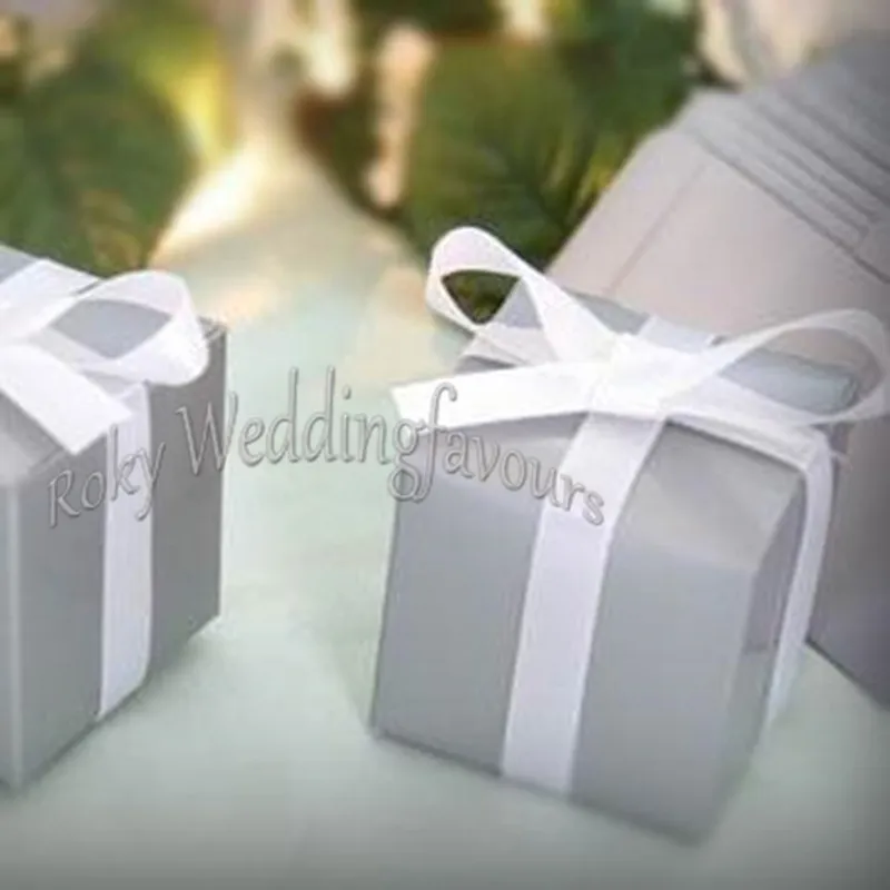 Бесплатная доставка 50 шт. 2"серый квадрат Favor коробки свадьба пользу держатели день рождения сладкий стол декор событие годовщина пакет идеи