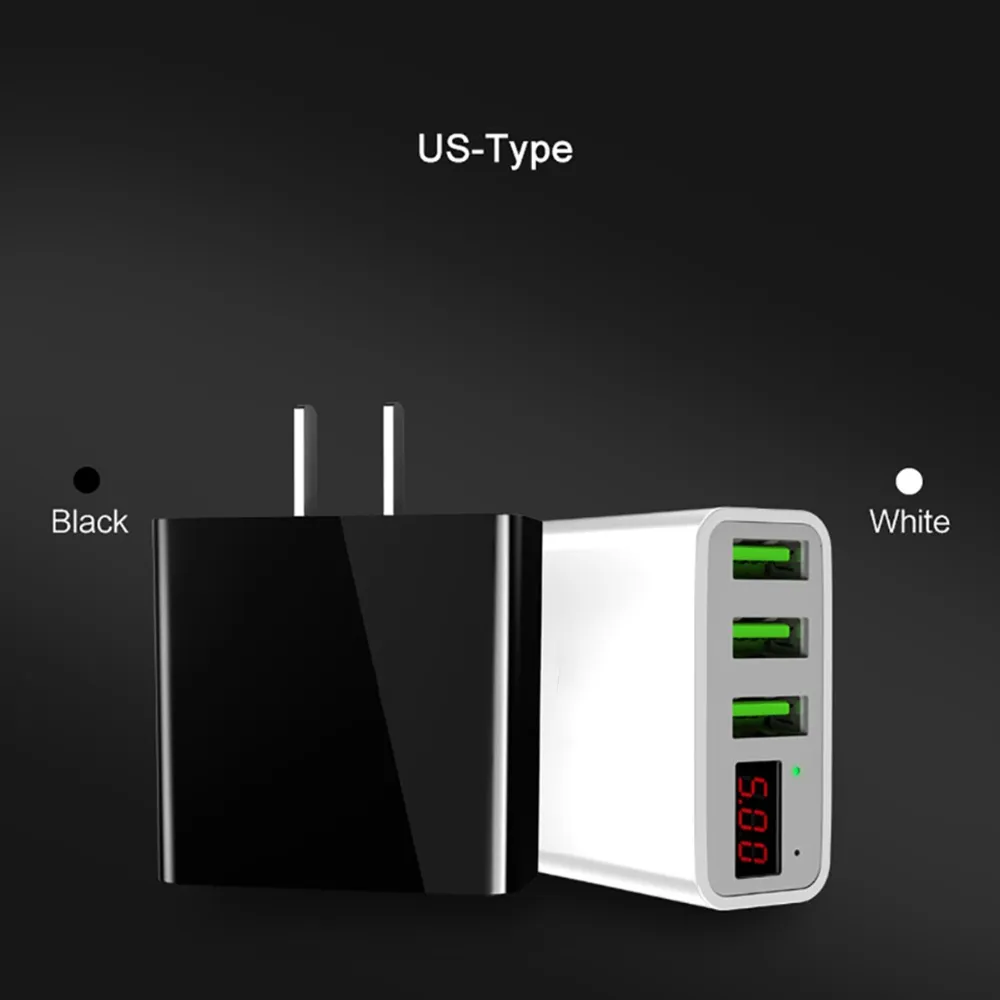 Portable 3 USB Port Phone Wall Charger Adapter With LED Display EU/US Plug Smart Quick Charging for iPhone iPad Samsung Xiaomi