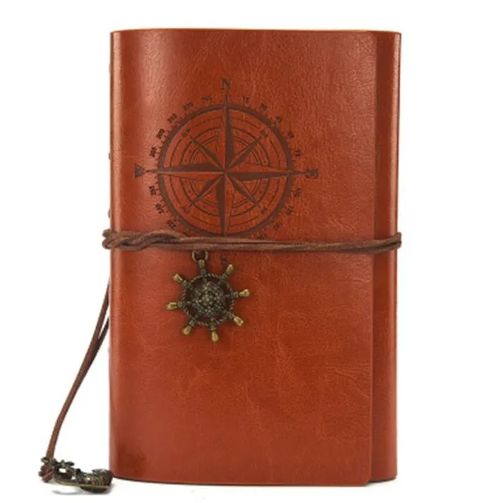 Mtsooning Vintage Leather Journal, 88 Sheets/176 Pages, 5.12\"x3.35\", Brown Antique Handmade Deckle Edge Paper PU Bound Writing Drawing Notebook Great Gift For Men & Women