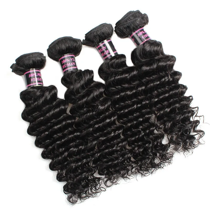 Deep Wave Hair Weaves Peruvian Indian Virgin Human Hair Bundles Cheap 8A Brazilian Hair Bundles 10PCS Wholesale For Black Women
