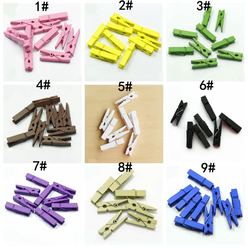 100pcs/lot Colorful cute small wooden clip mini wood clips 3.5*0.7cm pegs  for hanging clothes paper photo message cards craft