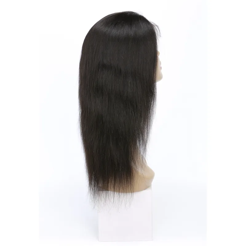 Indian Raw Virgin Human Hair Lace Front Peruki Prosty 14-32 cali koronkowy przód z dziecięcymi włosami 9a Regulowany pasek