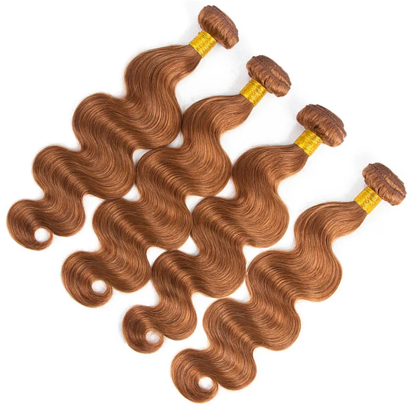 # 30 Medium Auburn Virgin cabelo humano brasileiro tece com fecho da onda do corpo Reddish Brown Cabelo Humano 4 ofertas bundle com fecho 4x4 Lace