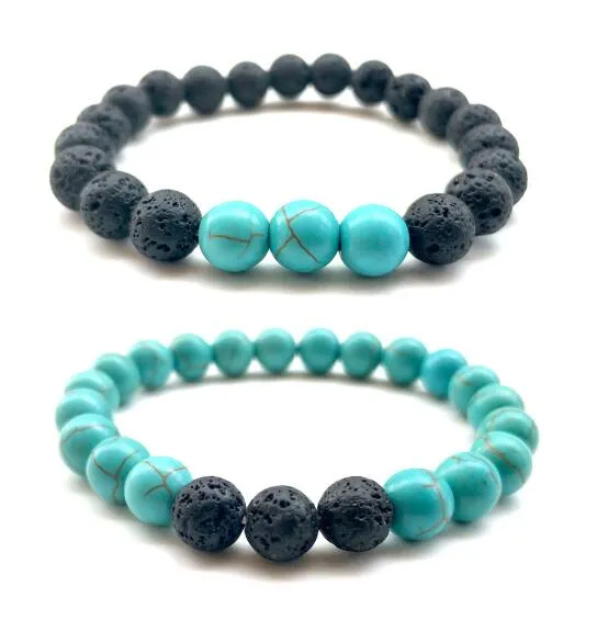 DHL Lava Rock Perles Bracelets 8 mm Mode Pierre Naturelle Charme Bijoux Pierre Intempérie Poignets Bracelets 2 Styles Turquoise Bracelet