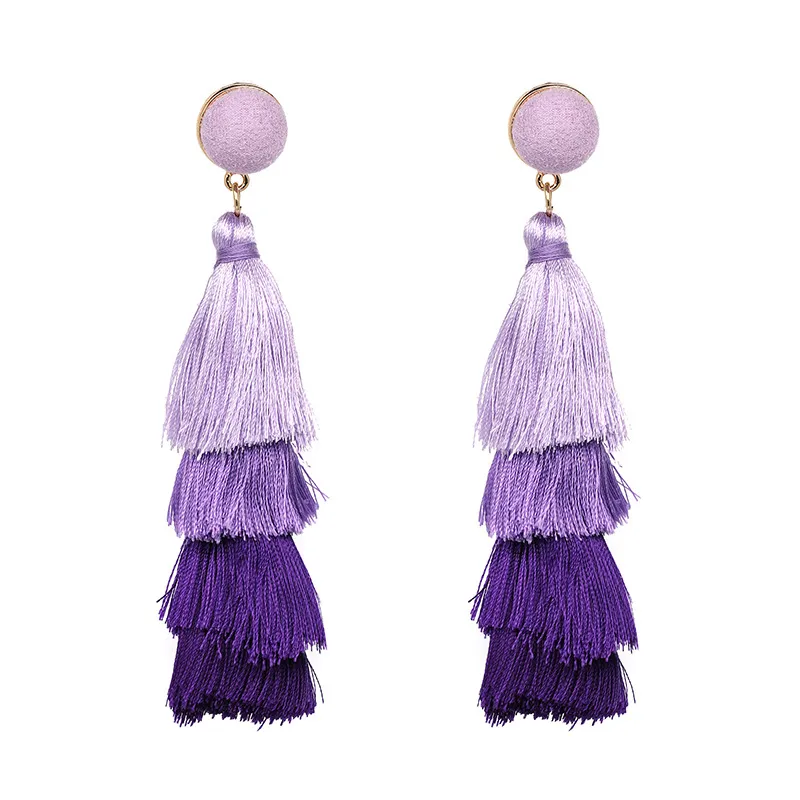 Fashion Tassel Earrings Colorful Layered Bohemian Dangle Drop Tiered Thread Earrings Tassel Women Gifts Jewelry Dropshipping