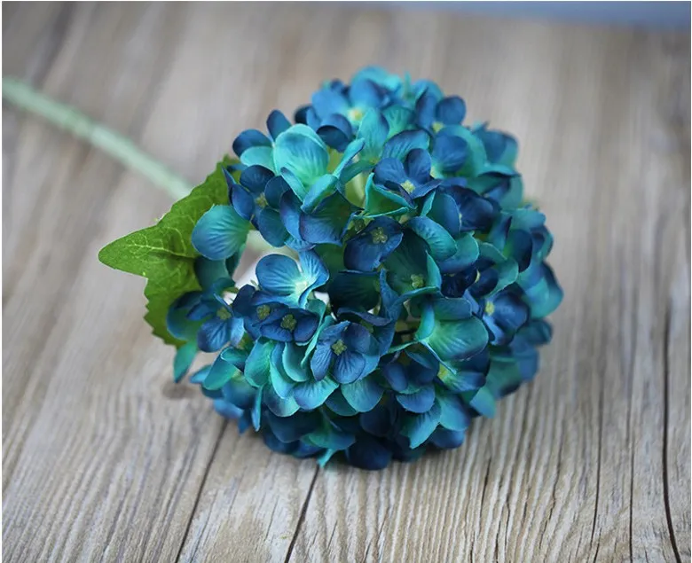 Kunstmatige Hydrangea Bloem Hoofd 56cm Fake Silk Single Real Touch Hydrangeas 10 Kleuren voor Bruiloft Centerpieces Home Party Decoratieve bloemen