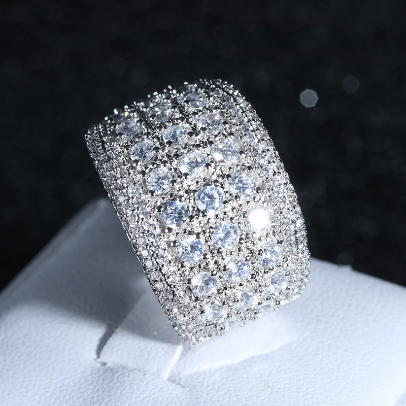 Mens Silver Diamond Stones Ring Hoge kwaliteit mode bruiloft verlovingsringen voor vrouwen