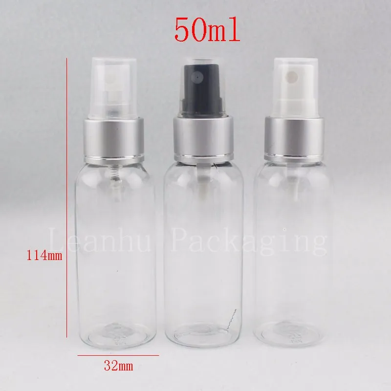 50ml transparent bottle with silver spray