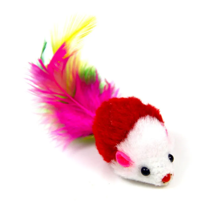 Jouets en molleton doux pour chat, fausse souris, plumes colorées, jouets d'entraînement amusants pour chiens, chats, chaton, ZA6138