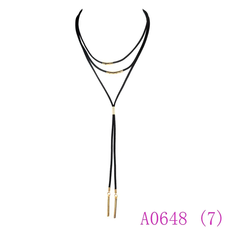 3pcs Black String Wrap Choker Necklace Women Suede Leather Rope Tie Choker Long Necklace Sexy Velvet Ribbon Chokers necklace A0648