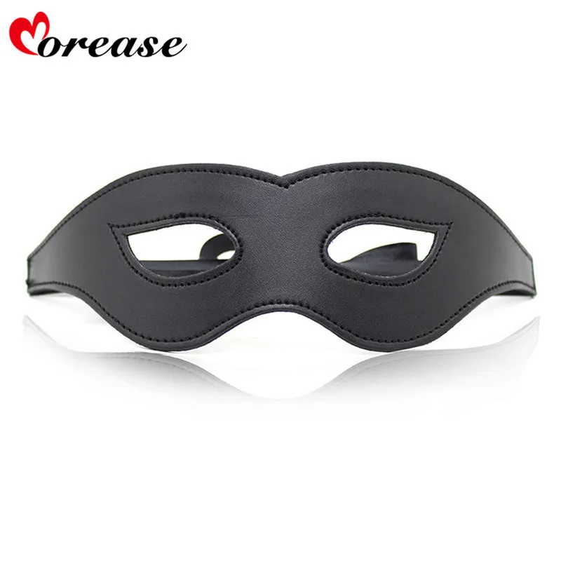 Morease Preto Sexy Máscara de Olhos Blindfold Bondage Fetiche De Couro Escravo Erótico Cosplay BDSM Produto Para As Mulheres Jogo Adulto Brinquedos Sexuais S924