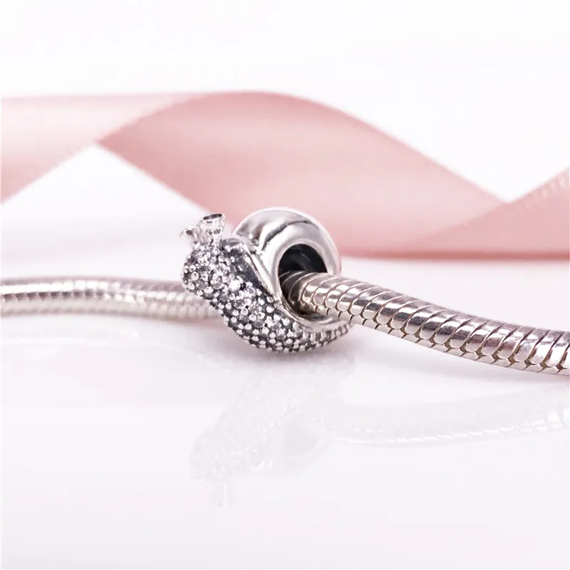 Sprankelende slak charm authentiek S925 sterling zilver clear CZ charme pits slang armbanden DIY fijne sieraden 797063CZ charme