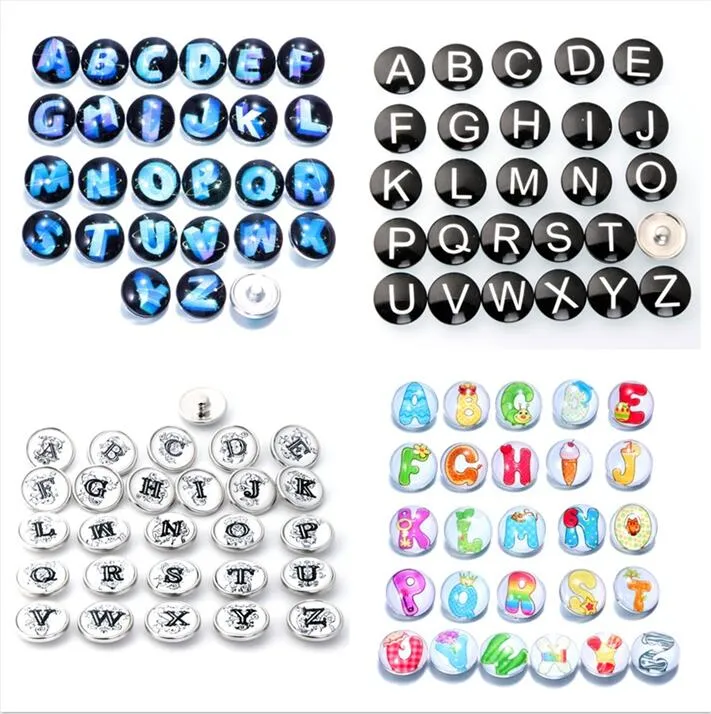 initiale A-Z alphabet lettre Noosa gros alliage de métal gingembre boutons pression pour gingembre snap bracelet bijoux à bricoler soi-même