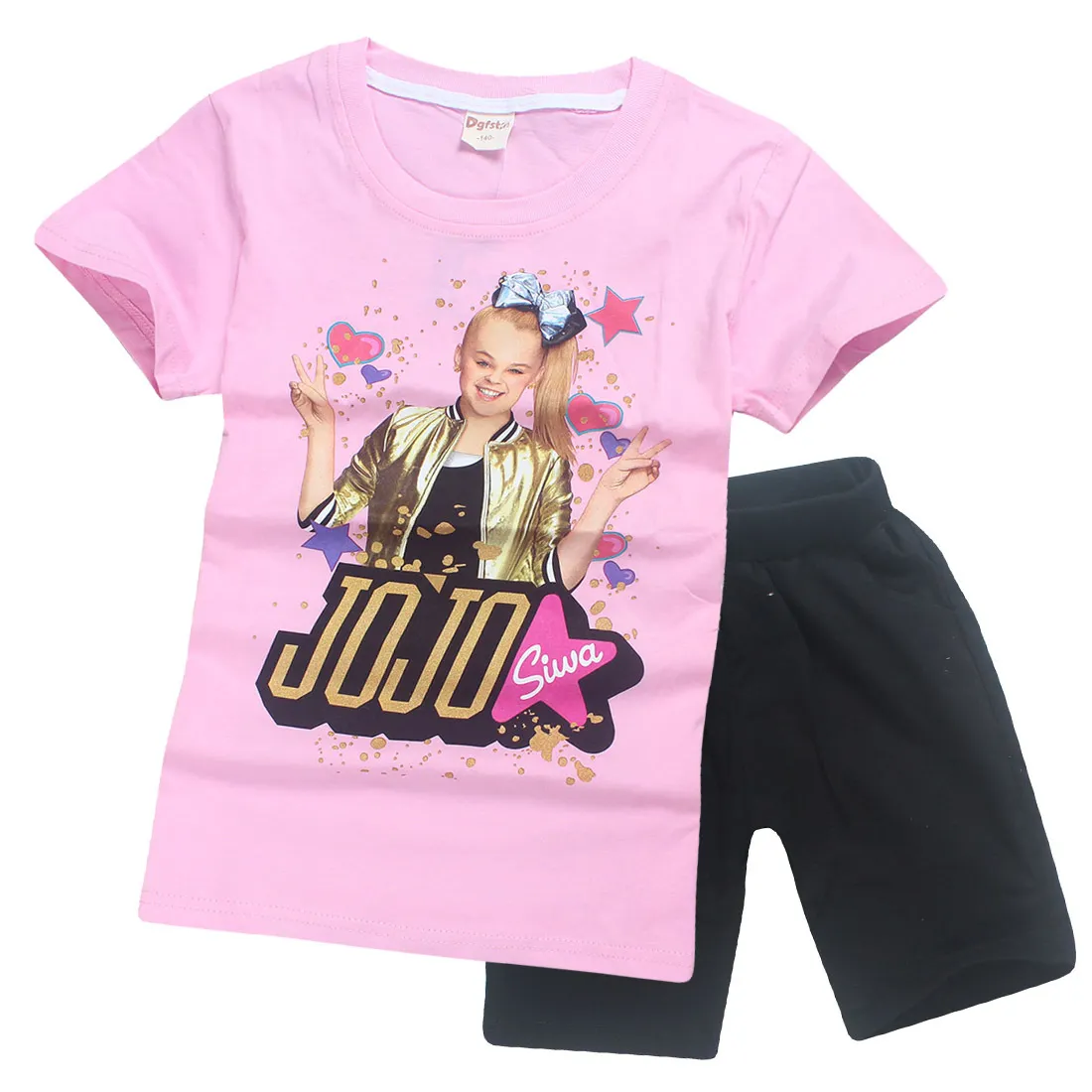 Jojo Siwa Kinder Shorts Outfits 2018 Neue Cartoon Kurzen Ärmeln Jojo Inspiriert Kinder Kleidung Sets Mode Sommer Mädchen Kleidung C3911