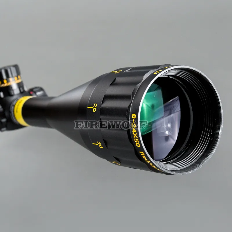 NSIRIUS Tactical 6-24X50 AO Riflescope Optical Sight Full Size Mil Dot Red Green Blue llluminate Hunting Rifle Scope