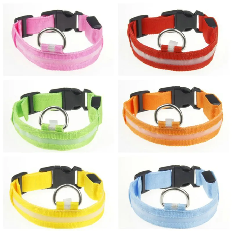 LED Nylon Dog Collar Dog Cat Harness Flashing Light UP Night Safety Pet Collars Flashing Satety Collar5800338