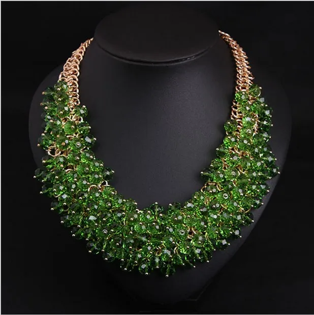 2016 Moda Urok Biżuteria Wisiorek Luksusowy Handmade Crystal Choker Chunky Multilayer Krótki obojczyk Naszyjnik Bib Naszyjnik