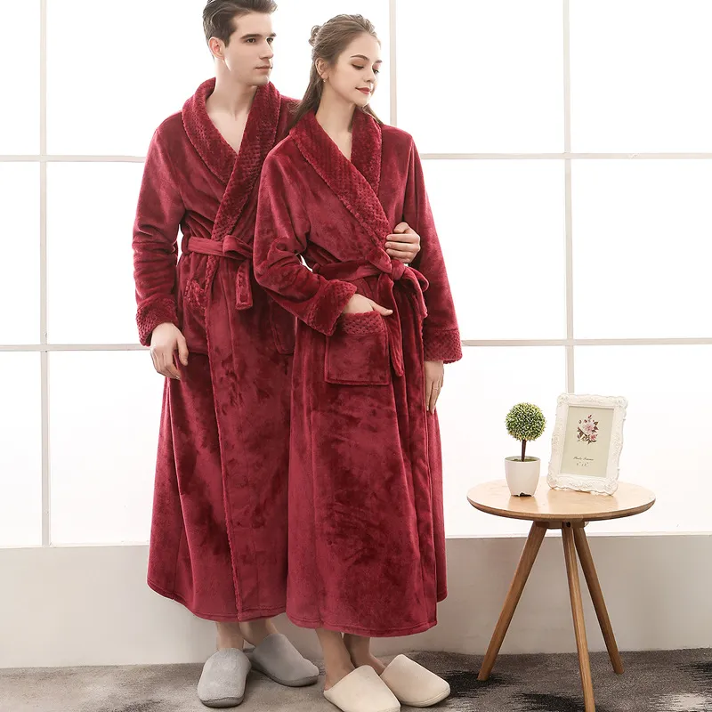 Sleepwear Velvet Robe Gowns for Women Lady Elegant Nightgown Robe Winter  Pink Grey